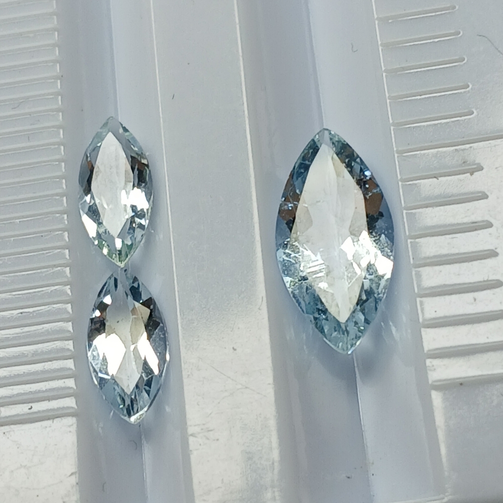 Elegant Blue Marquise Cut Aquamarine Gemstone Trio